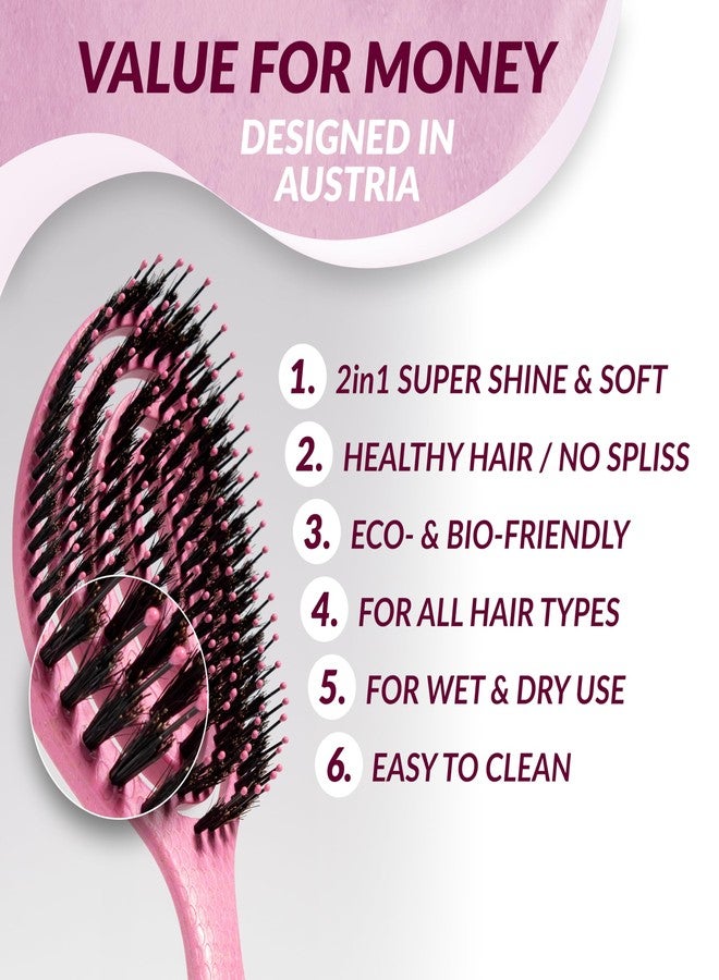 marQus Detangle Boar Brush Women and Men, Exclusive Ultra-Soft Bending Bristles and Body - Glide Through Tangles With Ease For All Hair Types - Women, Men, Wet And Dry Hair, 1pcs Pink Brush - Image 5